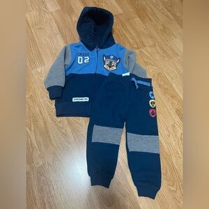 Chase Paw Patrol Blue and Gray Jogger Set with Patches(Size 3T)